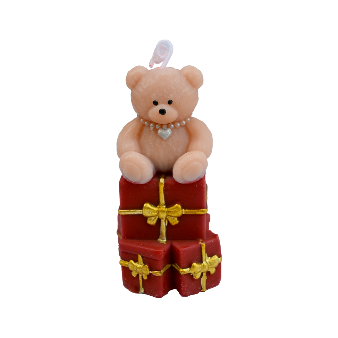 Cute Bear With Red Gifts Candle