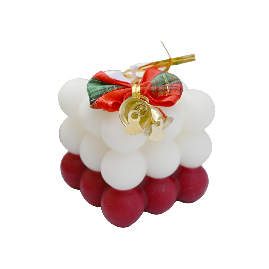 Red Spheres Cube Candle
