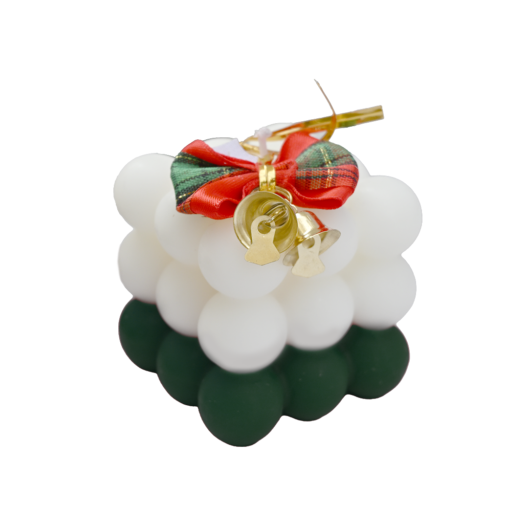 Green Spheres Cube Candle