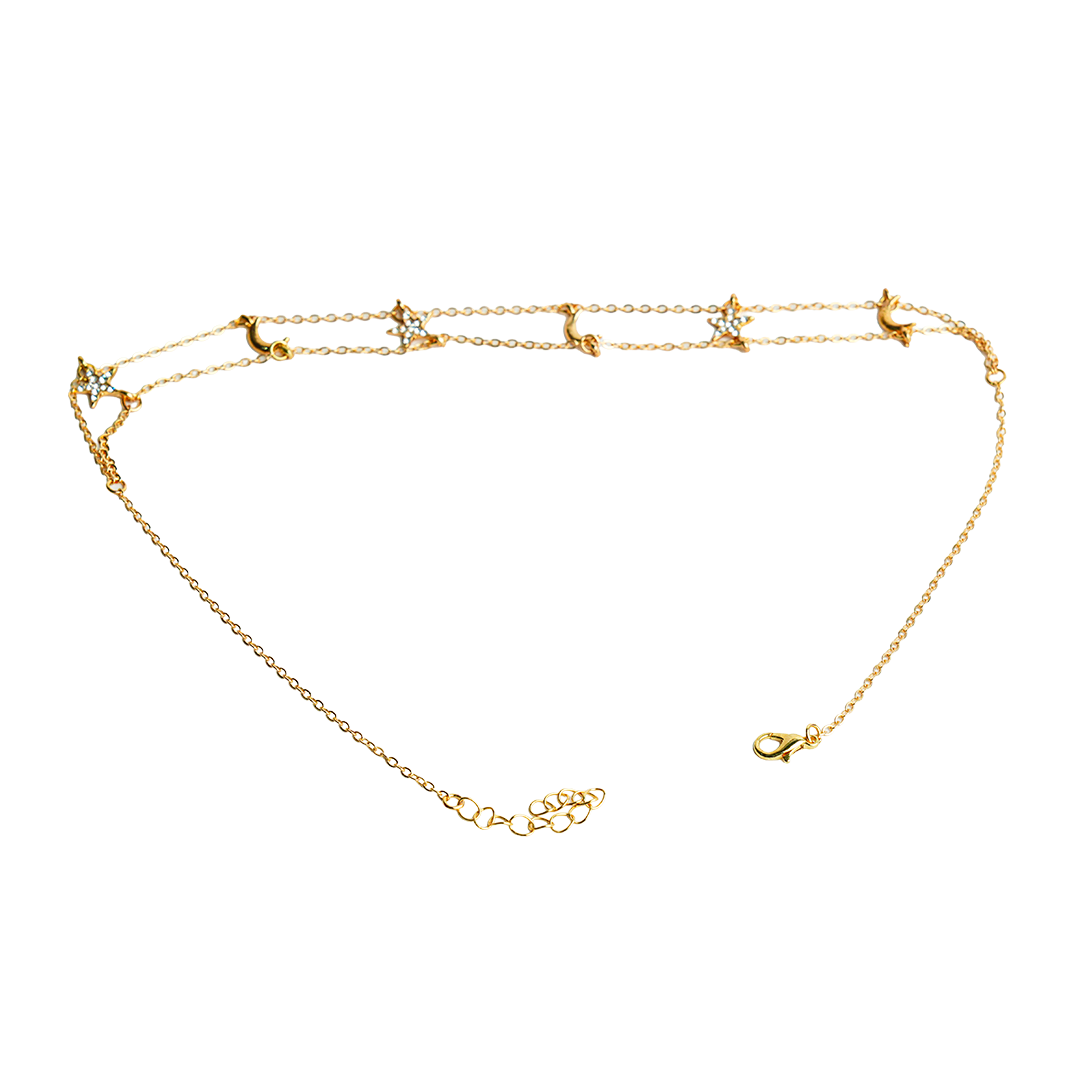 Stars Crescent Necklace
