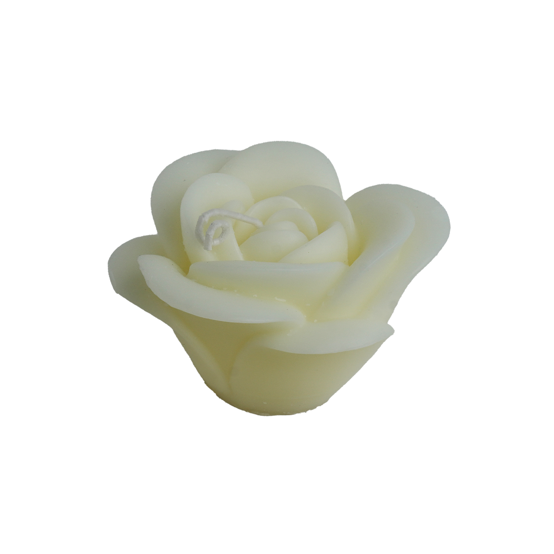 White Open Rose Candle