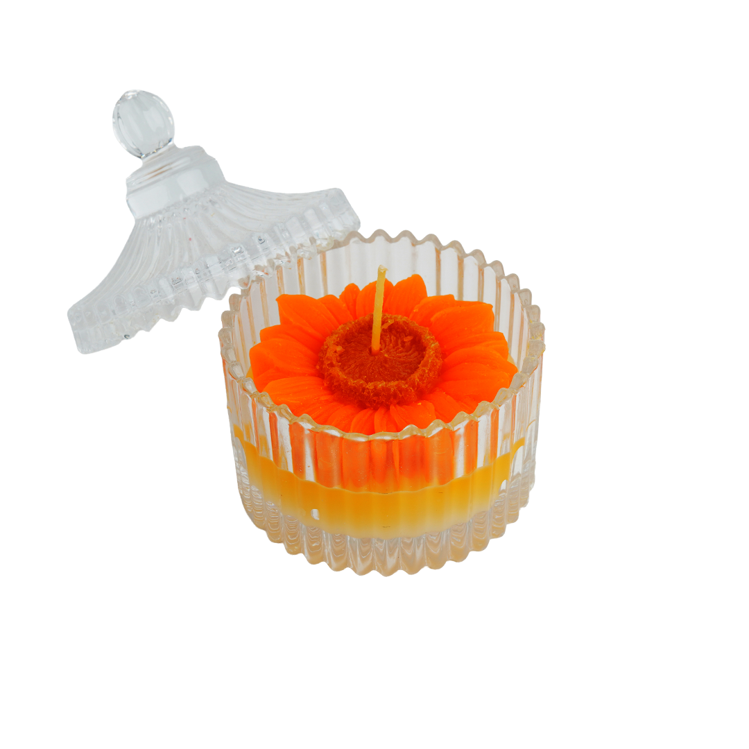 Orange Rose Glass Cup Candle