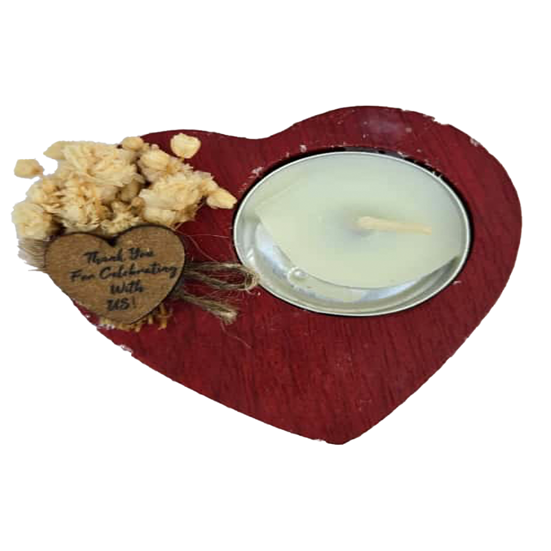 heart wooden candle holder